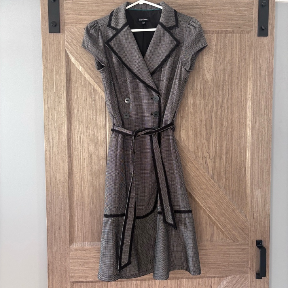 Le Chateau Charcoal Double-Breasted Midi Dress